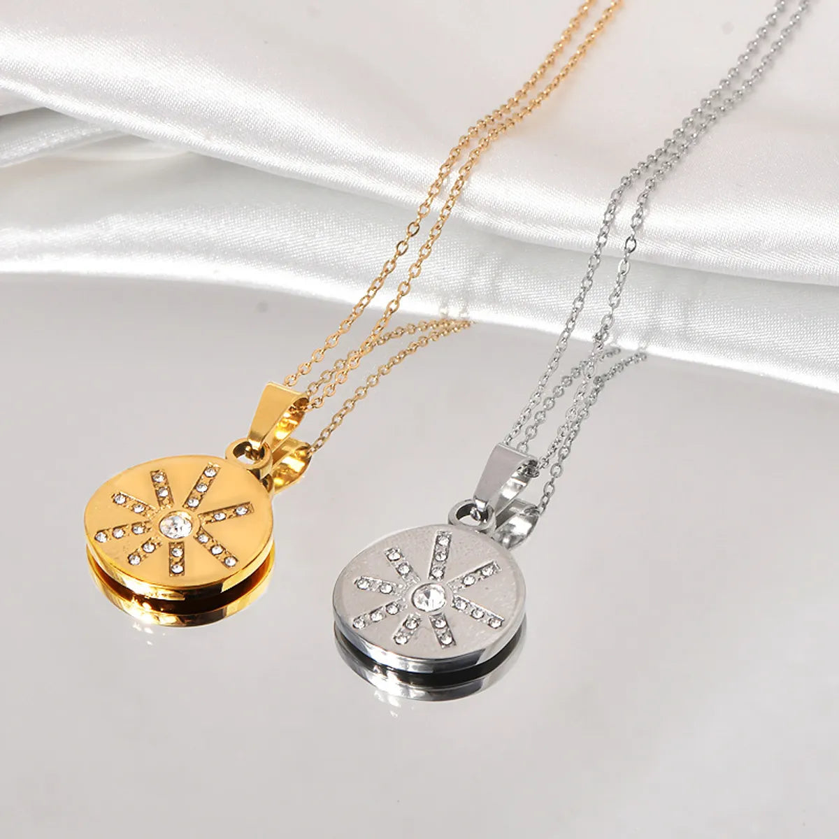 Necklaces Bulk Tips-304 Stainless Steel Titanium Steel Simple Style Inlay Star Zircon Pendant Necklace