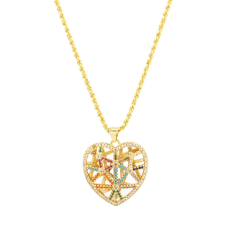 Necklaces Look Tutorial-Simple Style Heart Shape Copper Plating Inlay Zircon 18k Gold Plated Pendant Necklace