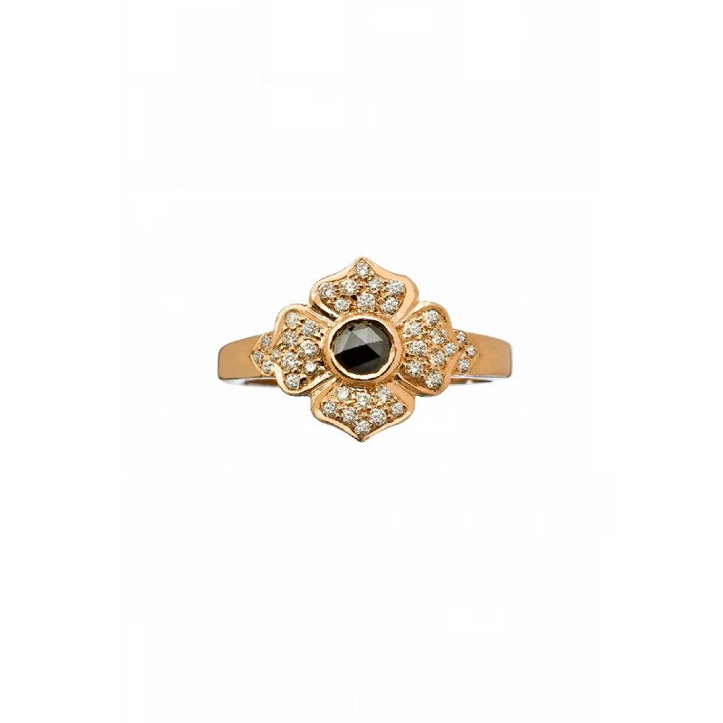 Rings For Beaded Chains-Black Rose Cut Diamond Ring