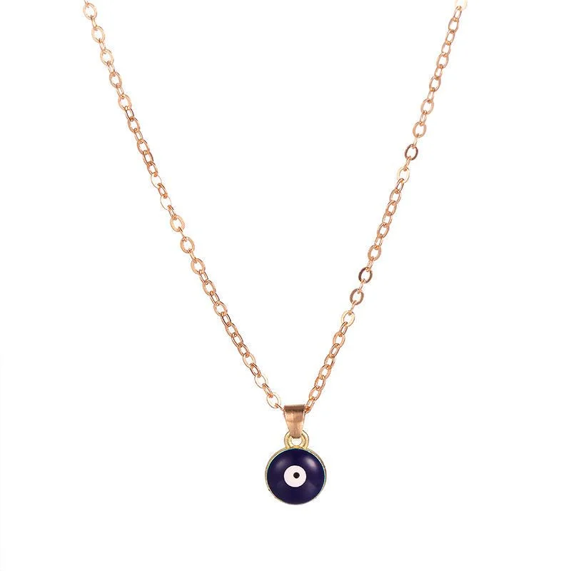 xz424-Shenlan Dark Blue Eye Pendant Necklace