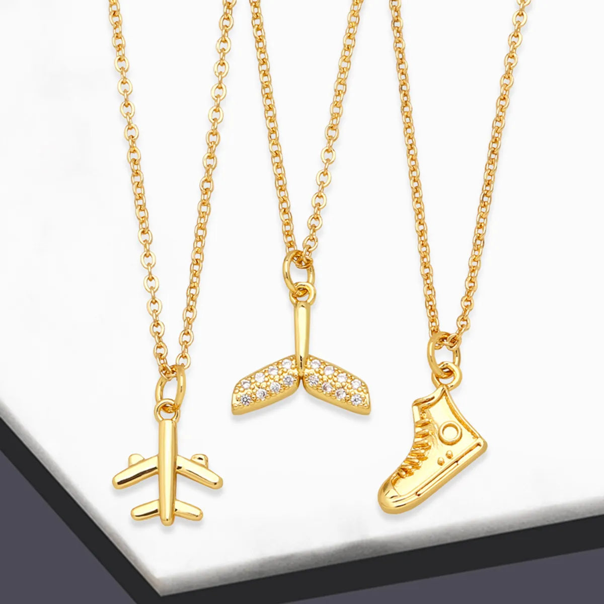 Necklaces Wear Tips-Airplane Fish Tail 18k Gold Plated Gold Plated In Bulk