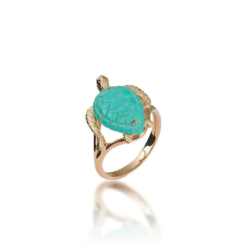 Best Dazzle Rings-Honu Turquoise Ring in Gold - 18mm