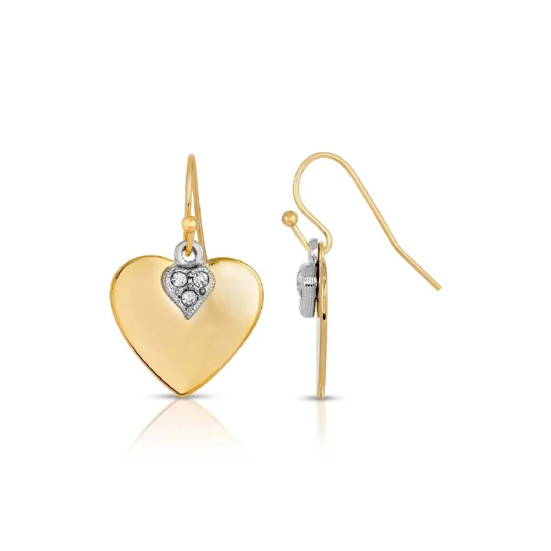 Earrings With Curved Shapes-1928 Jewelry Clear Crystal Heart Earrings