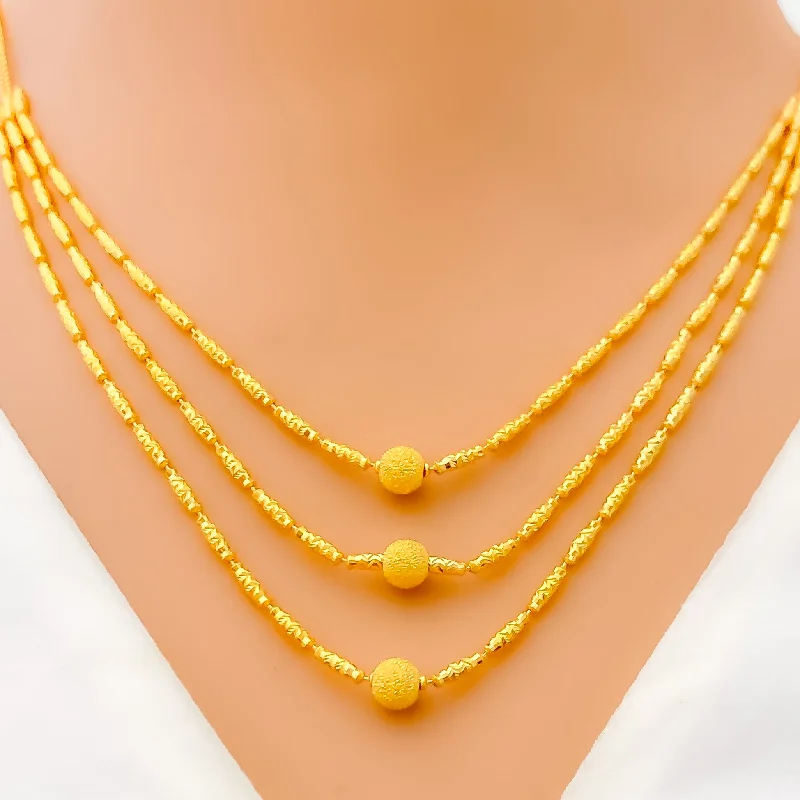 Necklaces For Big Days-Majestic Glowing Golden 22K Gold Layered Necklace Set