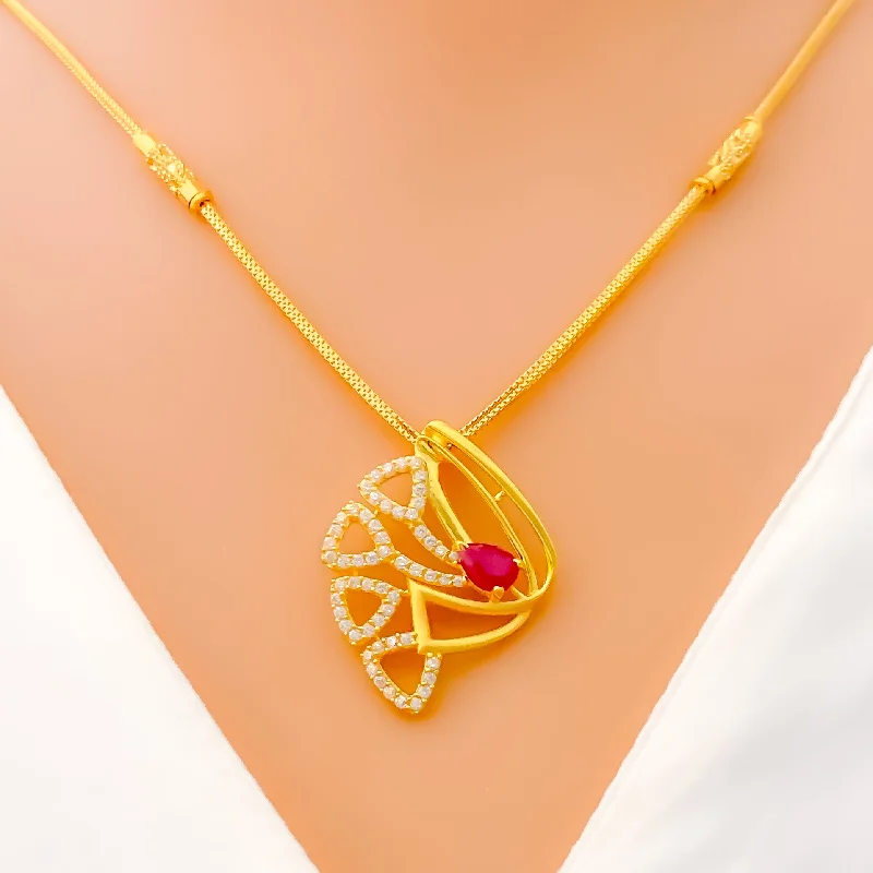 Necklaces For Wide Glow-Flawless Artistic 22k Gold CZ Necklace Set