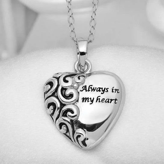 Best Solid Necklaces-Sterling Silver Antiqued Heart Remembrance Ash Holder Necklace