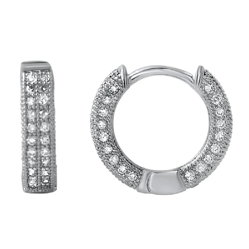 Earrings For Ball Nights-3D Hoop VVS Moissanite Earrings .925 Sterling Silver