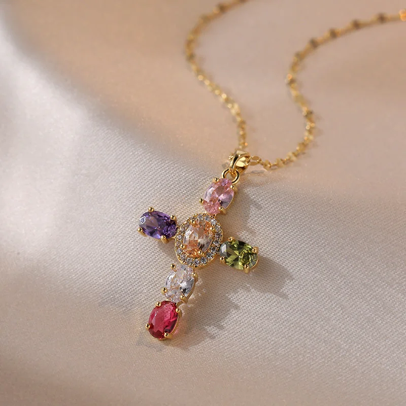 X1263 Gold 11 Color Zircon Necklace {Pendant Together}