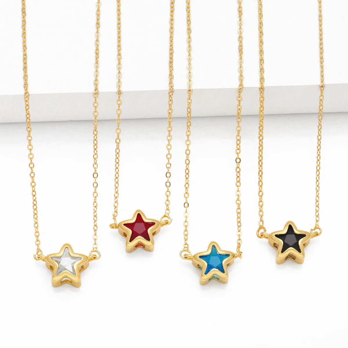 Necklaces Form Guide-Copper Simple Style Star Plating Inlay Zircon Pendant Necklace