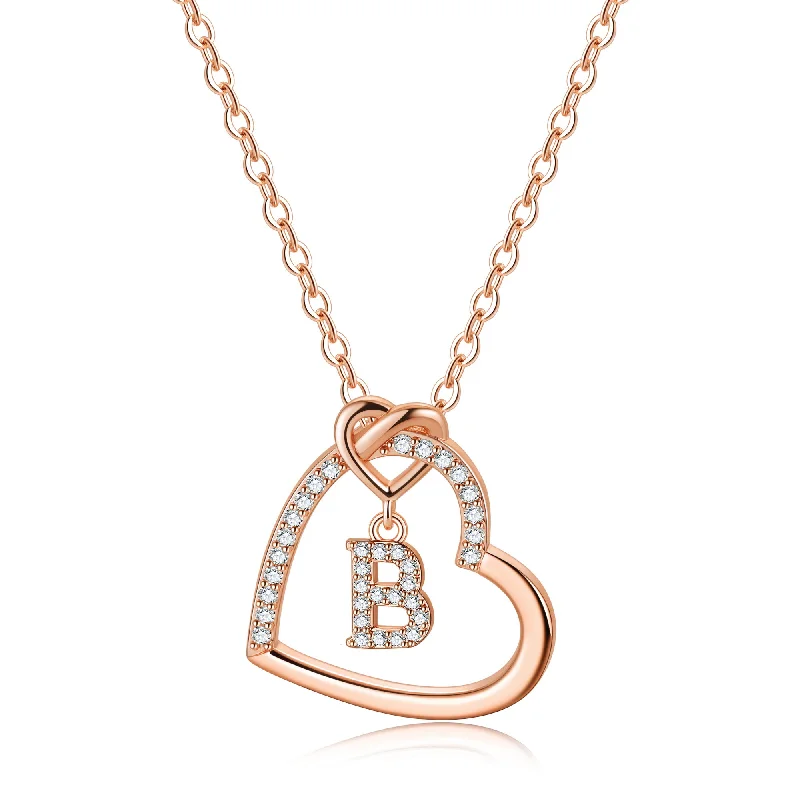 Necklaces Use Test-Elegant Letter Heart Shape Copper Plating Inlay Zircon 14k Gold Plated Pendant Necklace