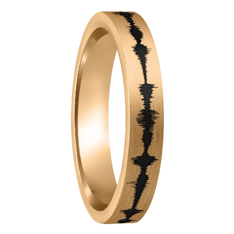 Lean Rings For Finesse-Custom Soundwave Brushed Rose Gold Tungsten Women's Ring