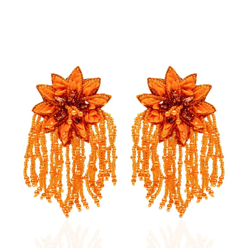 Earrings For Infants-Tyla Party Dangles - Sequin Orange