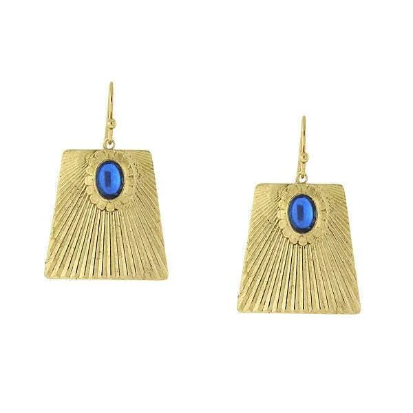 Earrings For Low-Key Style-1928 Jewelry Blue Oval Bead Corrugated Rectangle Drop Earrings