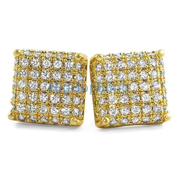 Earrings For Broad Cheeks-3D Square CZ Bling Bling Earrings