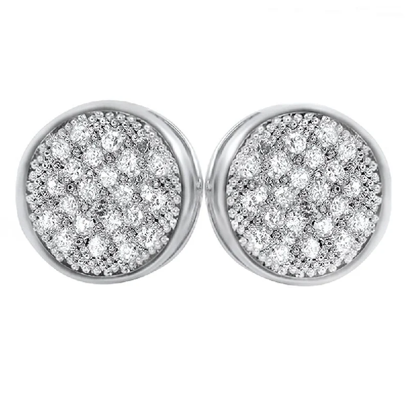 Earrings For Low Pop-Circle M CZ Micro Pave Earrings Rhodium