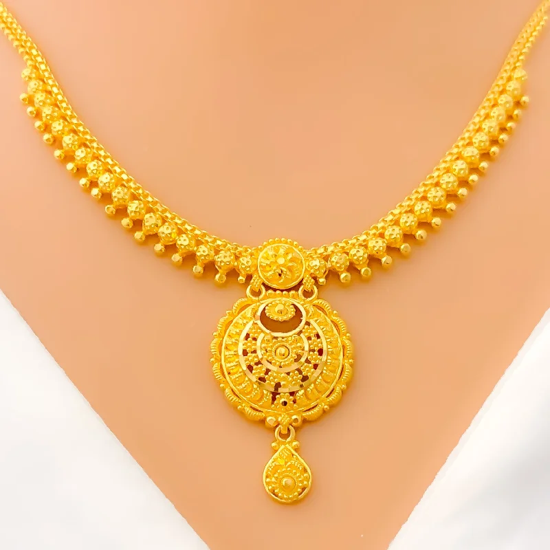 Necklaces For Deep Taste-Petite Classy Crescent 22k Gold Necklace Set