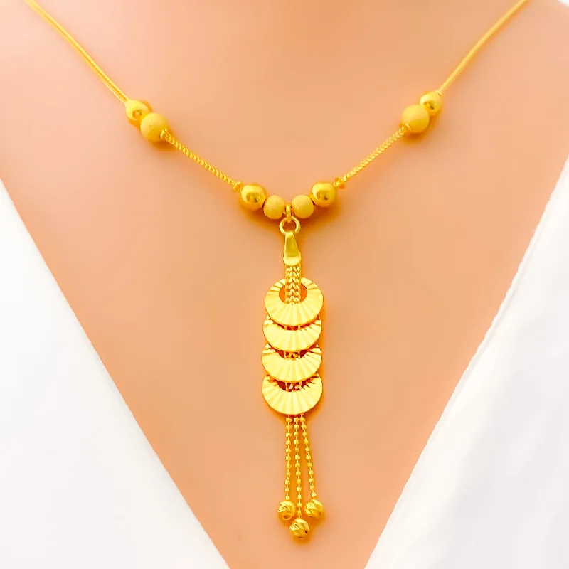 Best Grab Necklaces-Sparkling Striped Halo 22K Gold Necklace Set