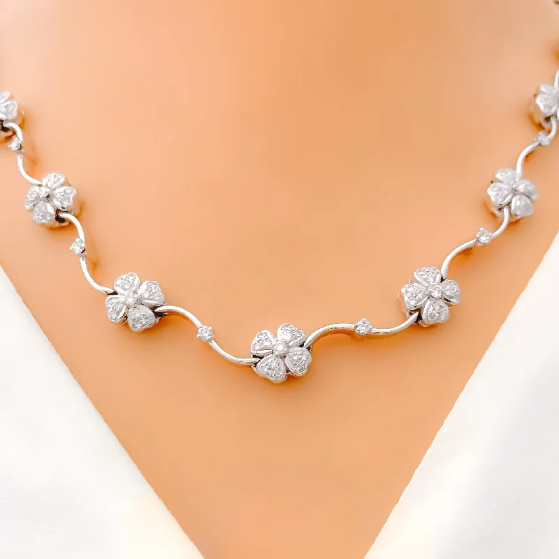 Necklaces Craft Tips-Beautiful Floral Vine Diamond + 18k Gold Necklace Set