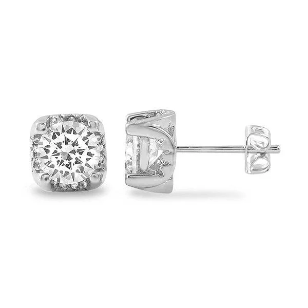 Earrings For Thick Chains-Micro Pave Setting Stud CZ Bling Bling Earrings