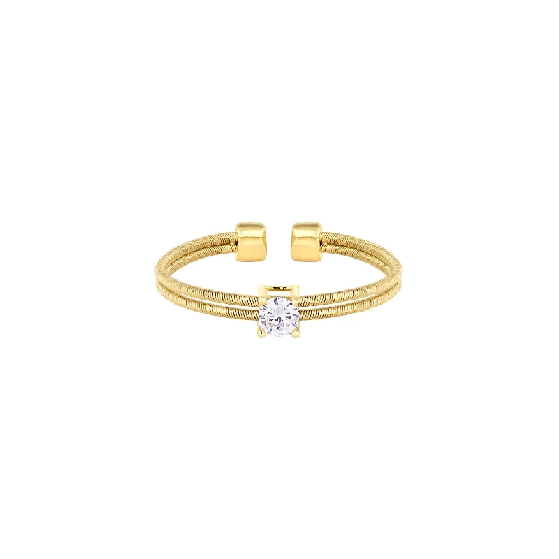 Vivacious Rings For Flare-Solitaire Simulated Diamond Flexible Cable Women's Ring