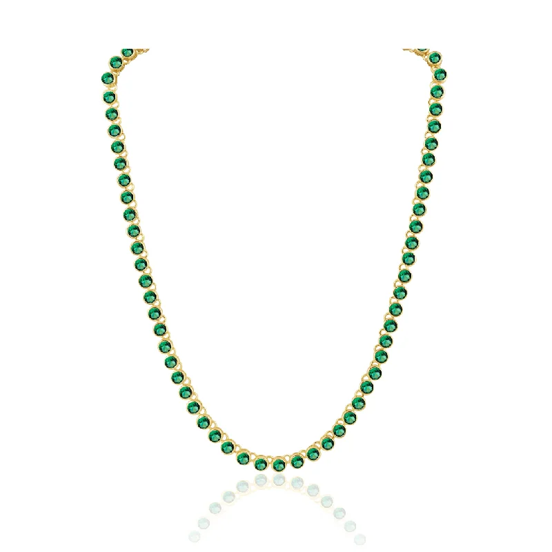 Earrings Scale Options-Bezel Tennis Necklace Emerald