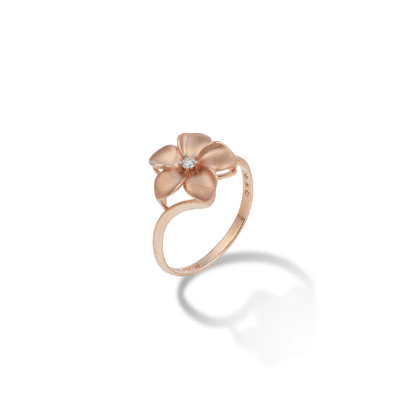 Rings Profile Choices-Plumeria Ring in Rose Gold with Diamond - 13mm