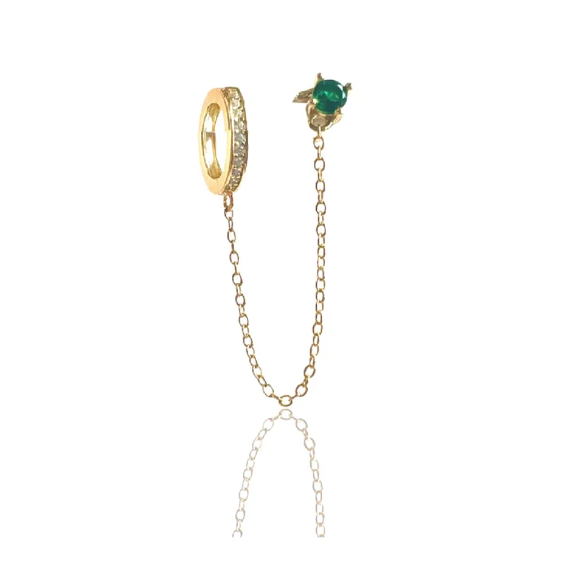 Earrings Cut Deals-Lilou Emerald Chain Drop Earring