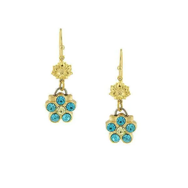 Best Glint Earrings-1928 Jewelry Turquoise Crystal Color Flower Drop Earrings