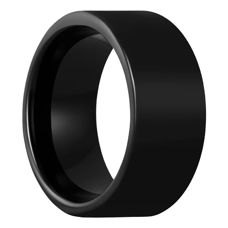 Rings Steal Guides-Extra-Wide Black Tungsten Men's Wedding Band