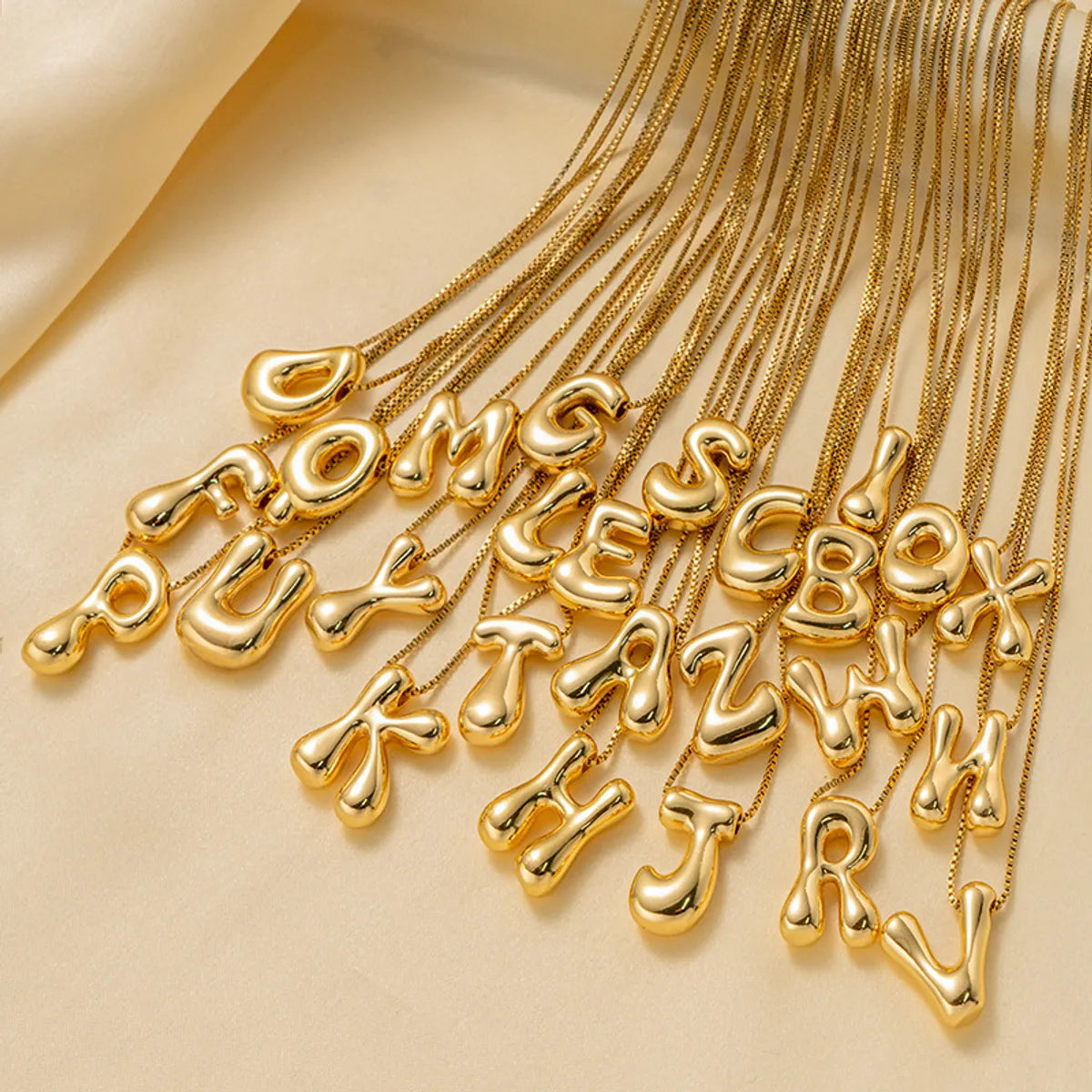 Necklaces Surety Info-Copper 18K Gold Plated Basic Plating Letter Pendant Necklace