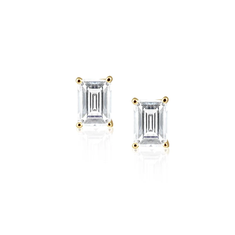 Earrings For Dreamy Style-Katie Emerald Cut Studs