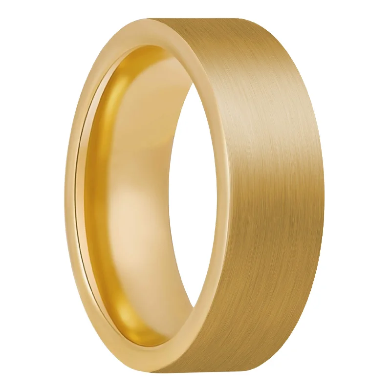 Rings Brilliance Rituals-Brushed Gold Tungsten Men's Wedding Band