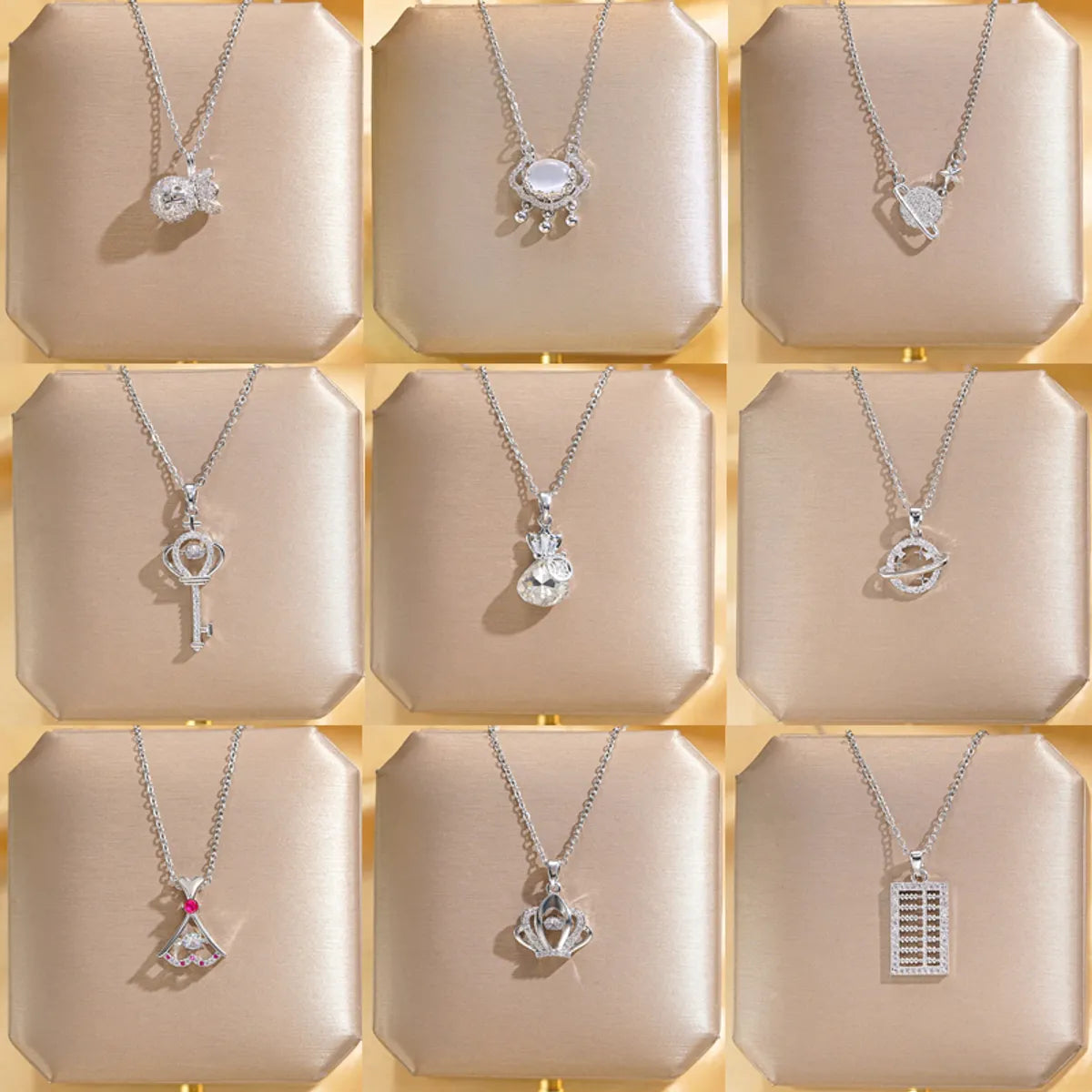 Necklaces For Dense Wear-Wholesale Elegant Glam Solid Color Titanium Steel Copper Plating Inlay Silver Plated Zircon Pendant Necklace