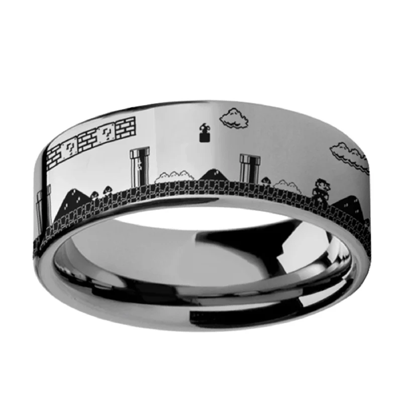 Rings Aura Tips-Super Mario Bros Tungsten Men's Wedding Band