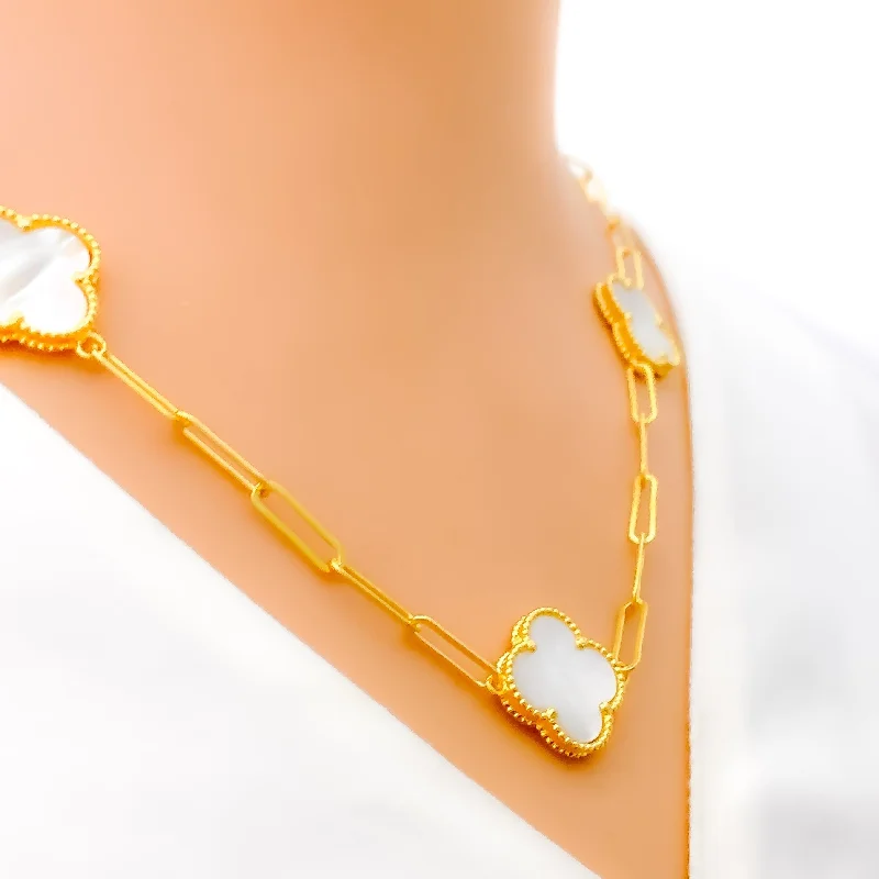 Necklaces Hold Test-Graceful 5-Piece 21k Gold Clover Necklace Set