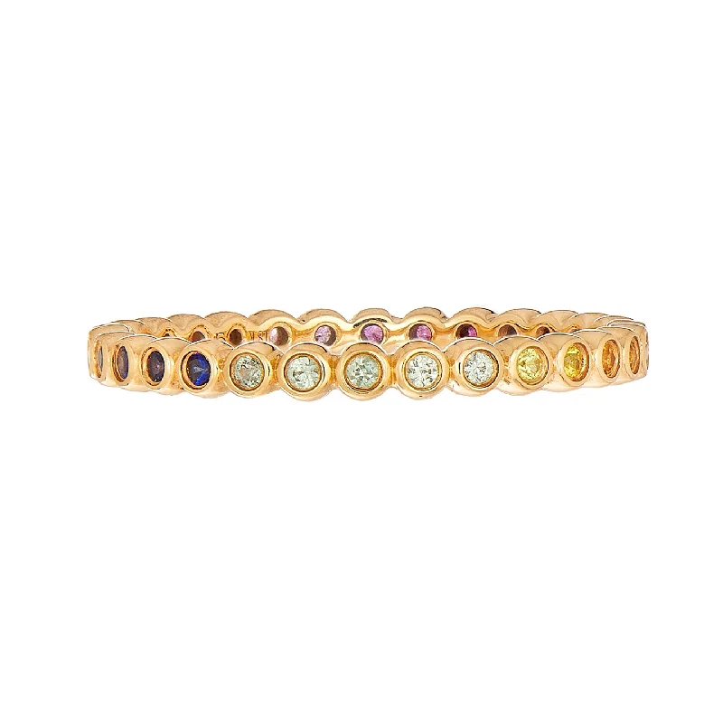 Rings For Untamed Flair-Rainbow Sapphire Mini Bezel Band