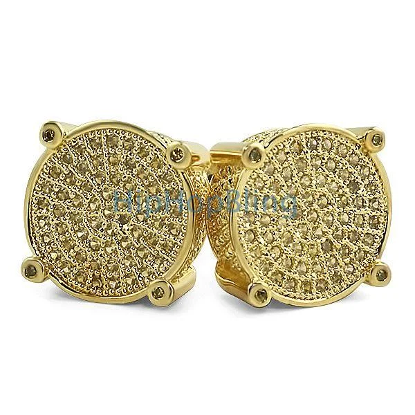 Earrings Grade Hints-Micro Pave Solitaire Lemonade CZ Iced Out Earrings