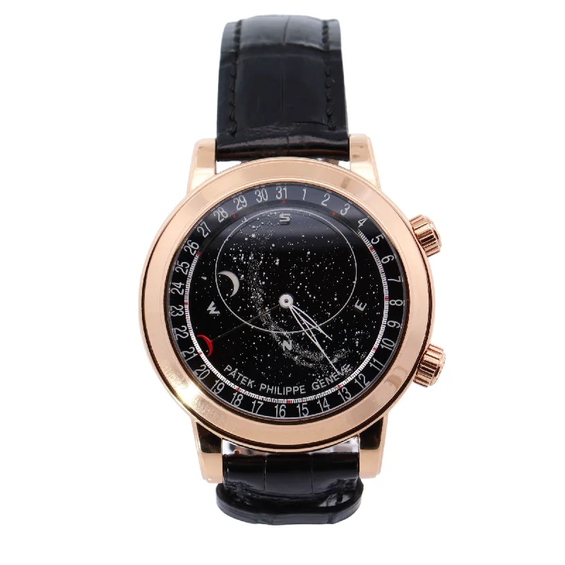 Watches Glow Score-Watches Accuracy Rating-Patek Philippe Celestial 44mm Black Dial Watch Ref# 6102R