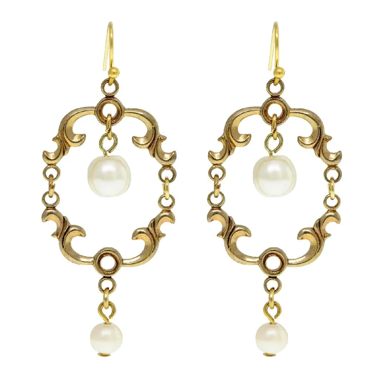 Best Retro Earrings-1928 Jewelry Faux Pearl Drop Wire Earrings