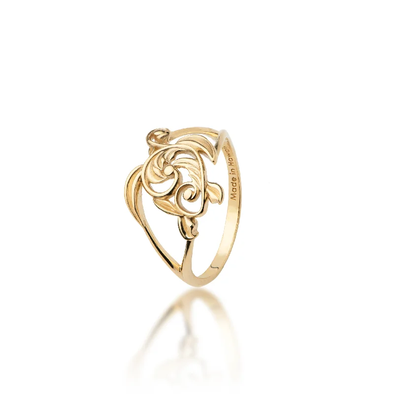 Value Rings For Clever Finds-Living Heirloom Honu Ring in Gold - 16mm