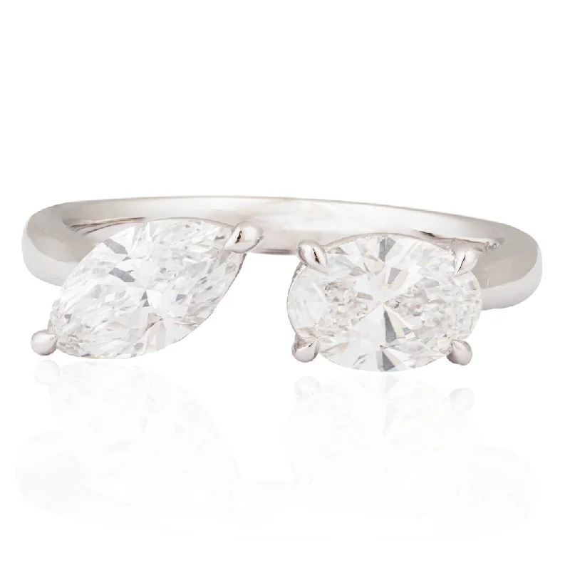 Rings For Flowing Layers-Distinct elegance: Marquise & Oval Diamond Ring