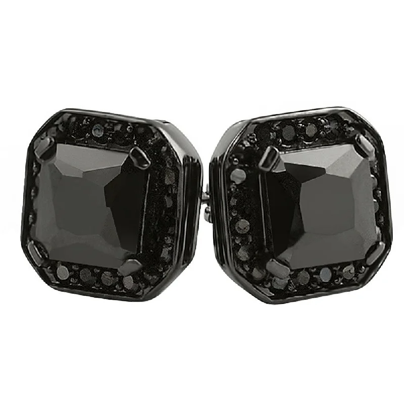 Earrings Wear Rules-Iced Princess Black CZ Earrings