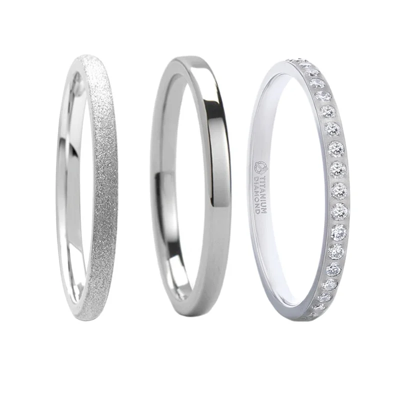 Rings For Peaceful Pop-Set of Three Stackable Women's Extra-Thin Wedding Bands