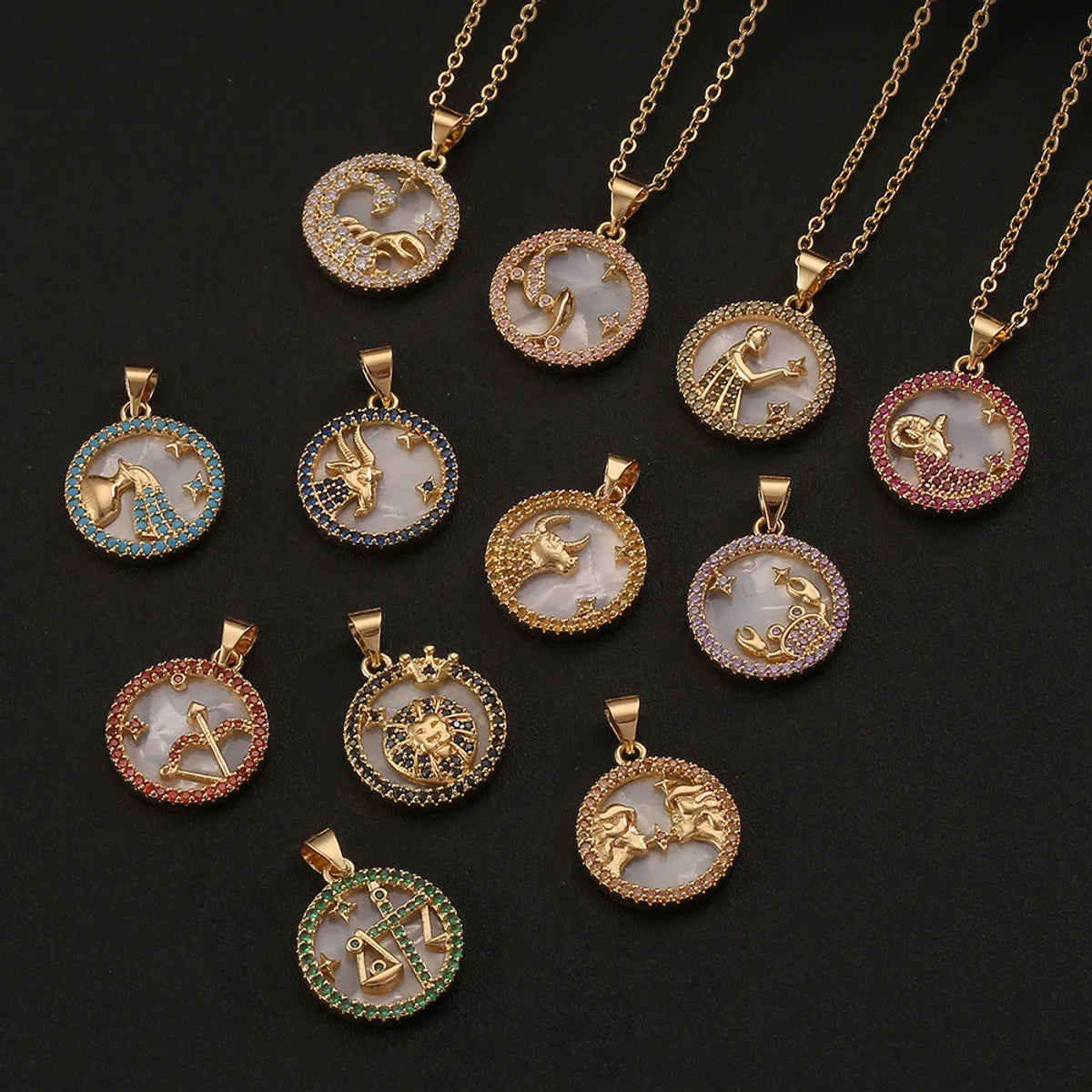 Best Flash Necklaces-New Fashion Fritillary Twelve Constellation Pendant Necklace Wholesale Nihaojewelry