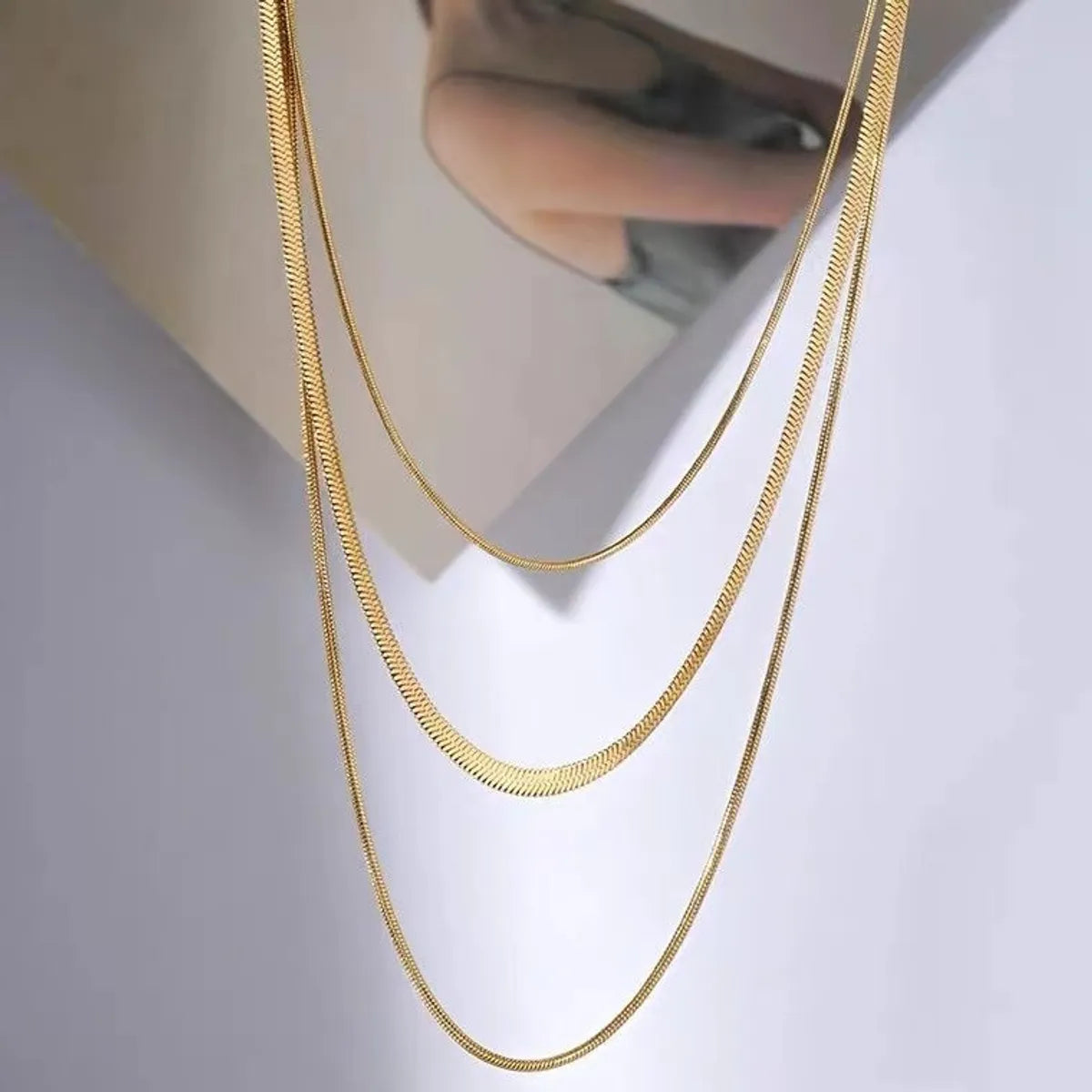 Necklaces For Thick Bracelets-Simple Style Geometric Titanium Steel Plating Layered Necklaces