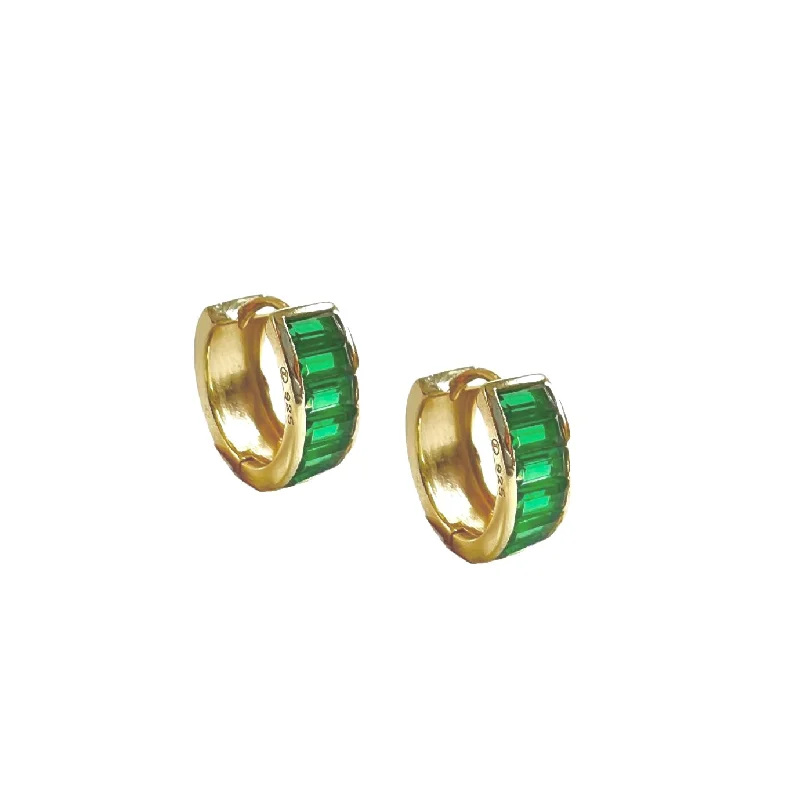 Earrings Bargain Deals-Peyton Emerald Cz Huggies