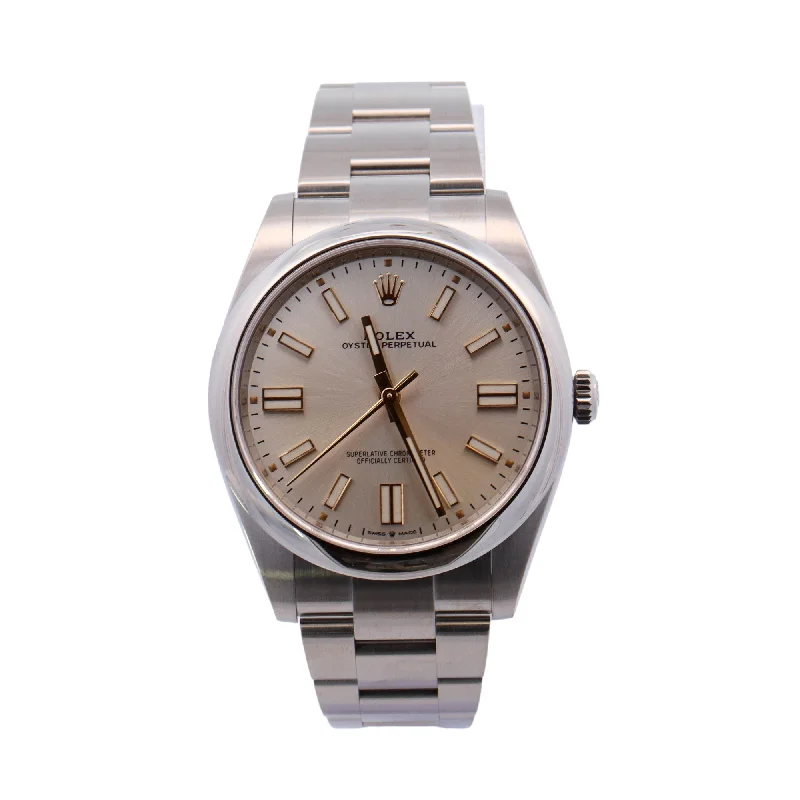 Watches For Hectic Days-Watches For Busy Schedules-Rolex Oyster Perpetual 41mm Silver Dial Watch Ref# 124300