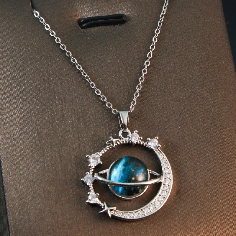 1165 Ring Planet Silver Necklace