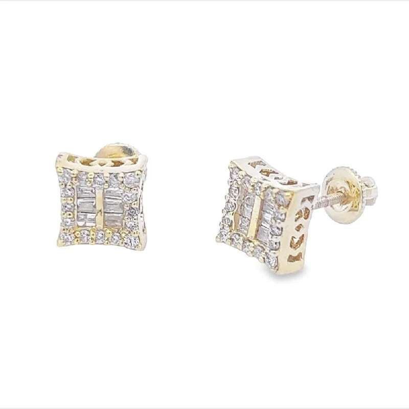 Earrings For High Pop-Kite Double Baguette Diamond Earrings .34cttw 10K Gold