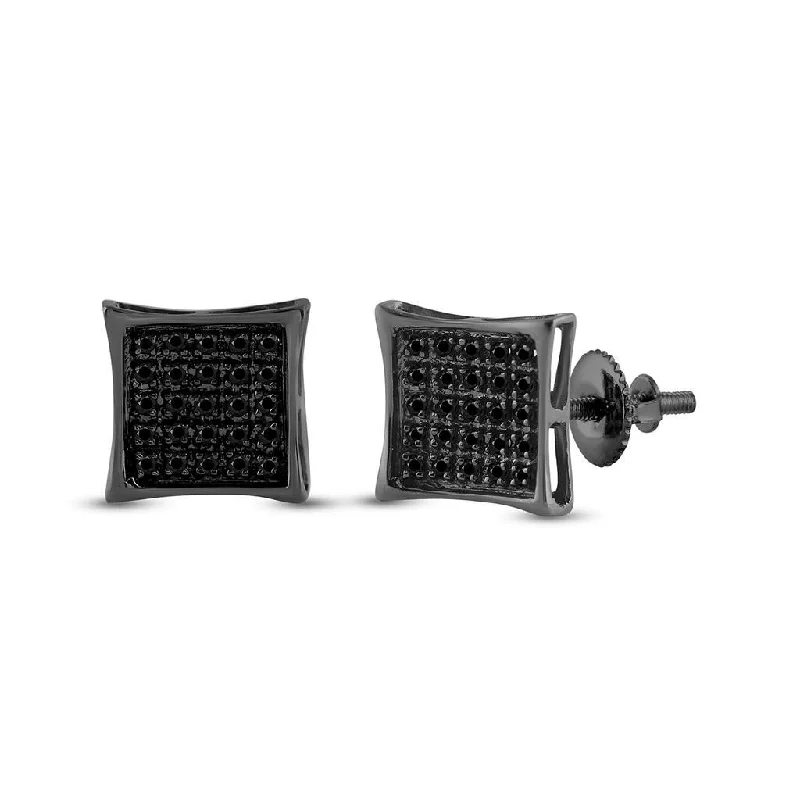 Earrings For Vintage Fans-Kite Black Diamond Earrings in .925 Sterling Silver | 4 Sizes